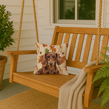 Load image into Gallery viewer, Chocolate and Tan Dachshund Heirloom Fall Throw Pillow