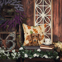 Load image into Gallery viewer, Chocolate and Tan Dachshund Heirloom Fall Throw Pillow
