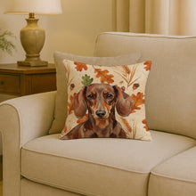 Load image into Gallery viewer, Chocolate and Tan Dachshund Heirloom Fall Throw Pillow