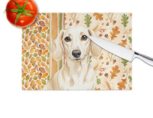 Load image into Gallery viewer, Cream Dachshund Heirloom Fall Glass Cutting Board