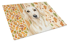 Load image into Gallery viewer, Cream Dachshund Heirloom Fall Glass Cutting Board