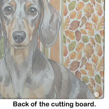 Load image into Gallery viewer, Dapple Dachshund Heirloom Fall Glass Cutting Board