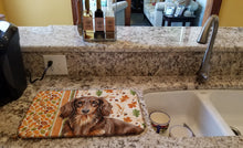 Load image into Gallery viewer, Longhaired Chocolate and Tan Dachshund Heirloom Fall Dish Drying Mat