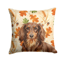 Load image into Gallery viewer, Longhaired Chocolate and Tan Dachshund Heirloom Fall Throw Pillow