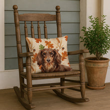 Load image into Gallery viewer, Longhaired Chocolate and Tan Dachshund Heirloom Fall Throw Pillow