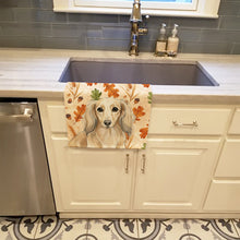 Load image into Gallery viewer, Longhaired Cream Dachshund Heirloom Fall Kitchen Towel
