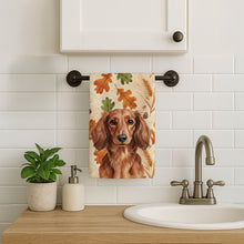 Load image into Gallery viewer, Longhaired Red Dachshund Heirloom Fall Kitchen Towel