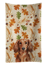 Load image into Gallery viewer, Longhaired Red Dachshund Heirloom Fall Kitchen Towel