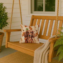Load image into Gallery viewer, Longhaired Red Dachshund Heirloom Fall Throw Pillow