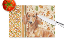 Load image into Gallery viewer, Red Brown Dachshund Heirloom Fall Glass Cutting Board