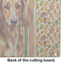 Load image into Gallery viewer, Red Brown Dachshund Heirloom Fall Glass Cutting Board