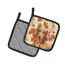 Load image into Gallery viewer, Red Brown Dachshund Heirloom Fall Pair of Pot Holders