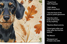 Load image into Gallery viewer, Wirehaired Black and Tan Dachshund Heirloom Fall Kitchen Towel