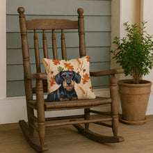 Load image into Gallery viewer, Wirehaired Black and Tan Dachshund Heirloom Fall Throw Pillow