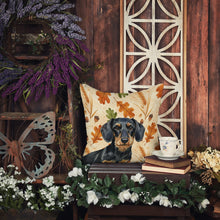 Load image into Gallery viewer, Wirehaired Black and Tan Dachshund Heirloom Fall Throw Pillow