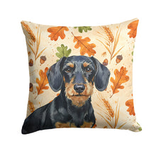 Load image into Gallery viewer, Wirehaired Black and Tan Dachshund Heirloom Fall Throw Pillow