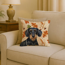Load image into Gallery viewer, Wirehaired Black and Tan Dachshund Heirloom Fall Throw Pillow