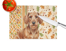 Load image into Gallery viewer, Wirehaired Red Dachshund Heirloom Fall Glass Cutting Board
