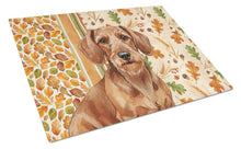 Load image into Gallery viewer, Wirehaired Red Dachshund Heirloom Fall Glass Cutting Board