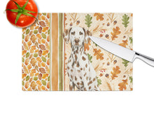 Load image into Gallery viewer, Liver Dalmatian Heirloom Fall Glass Cutting Board