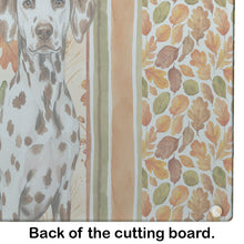 Load image into Gallery viewer, Liver Dalmatian Heirloom Fall Glass Cutting Board