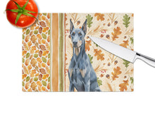 Load image into Gallery viewer, Blue Doberman Pinscher Heirloom Fall Glass Cutting Board
