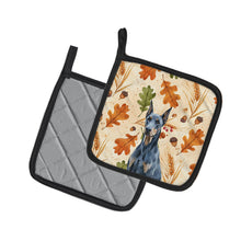 Load image into Gallery viewer, Blue Doberman Pinscher Heirloom Fall Pair of Pot Holders