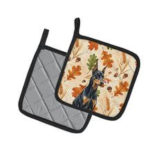 Load image into Gallery viewer, Doberman Pinscher Heirloom Fall Pair of Pot Holders