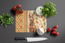 Load image into Gallery viewer, Red Doberman Pinscher Heirloom Fall Glass Cutting Board
