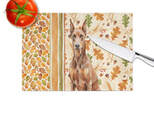 Load image into Gallery viewer, Red Doberman Pinscher Heirloom Fall Glass Cutting Board
