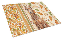 Load image into Gallery viewer, Red Doberman Pinscher Heirloom Fall Glass Cutting Board