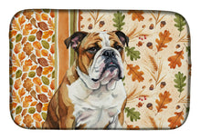 Load image into Gallery viewer, Brindle and White English Bulldog Heirloom Fall Dish Drying Mat
