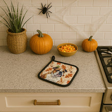 Load image into Gallery viewer, Brindle and White English Bulldog Heirloom Fall Pair of Pot Holders