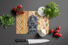 Load image into Gallery viewer, Black English Cocker Spaniel Heirloom Fall Glass Cutting Board