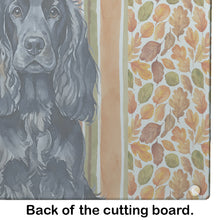 Load image into Gallery viewer, Black English Cocker Spaniel Heirloom Fall Glass Cutting Board