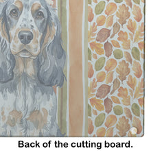 Load image into Gallery viewer, Blue Roan &amp; Tan English Cocker Spaniel Heirloom Fall Glass Cutting Board