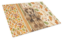 Load image into Gallery viewer, Liver English Cocker Spaniel Heirloom Fall Glass Cutting Board