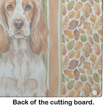 Load image into Gallery viewer, Orange Roan English Cocker Spaniel Heirloom Fall Glass Cutting Board