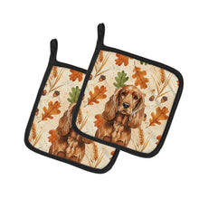 Load image into Gallery viewer, Red English Cocker Spaniel Heirloom Fall Pair of Pot Holders