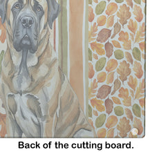 Load image into Gallery viewer, Brindle English Mastiff Heirloom Fall Glass Cutting Board