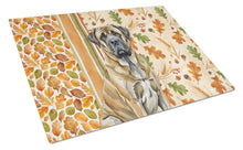 Load image into Gallery viewer, Brindle English Mastiff Heirloom Fall Glass Cutting Board