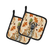 Load image into Gallery viewer, Brindle English Mastiff Heirloom Fall Pair of Pot Holders