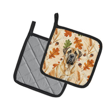 Load image into Gallery viewer, Fawn English Mastiff Heirloom Fall Pair of Pot Holders