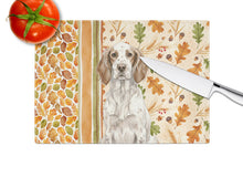 Load image into Gallery viewer, Liver Belton English Setter Heirloom Fall Glass Cutting Board