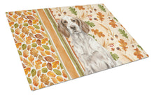 Load image into Gallery viewer, Liver Belton English Setter Heirloom Fall Glass Cutting Board