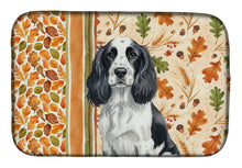 Load image into Gallery viewer, Black and White English Springer Spaniel Heirloom Fall Dish Drying Mat