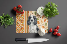 Load image into Gallery viewer, Black and White English Springer Spaniel Heirloom Fall Glass Cutting Board