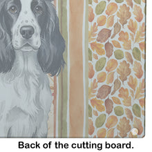 Load image into Gallery viewer, Black and White English Springer Spaniel Heirloom Fall Glass Cutting Board
