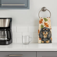 Load image into Gallery viewer, Black and Tan English Toy Spaniel Heirloom Fall Kitchen Towel
