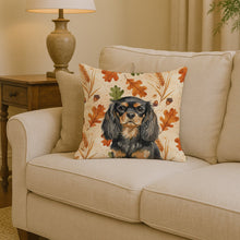 Load image into Gallery viewer, Black and Tan English Toy Spaniel Heirloom Fall Throw Pillow